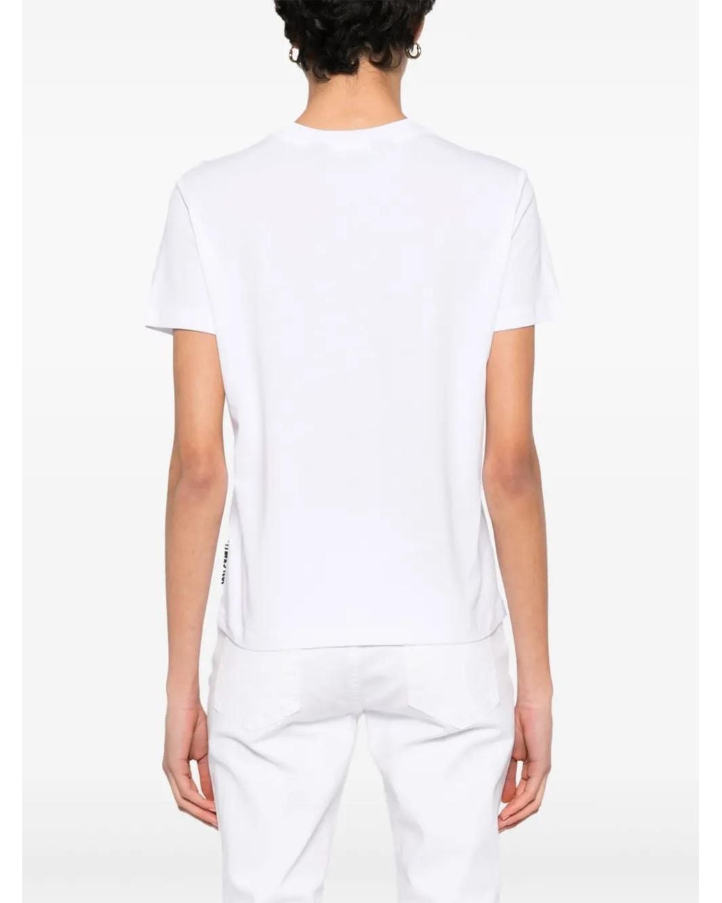 Just Cavalli White Logo-Print Cotton T-Shirt