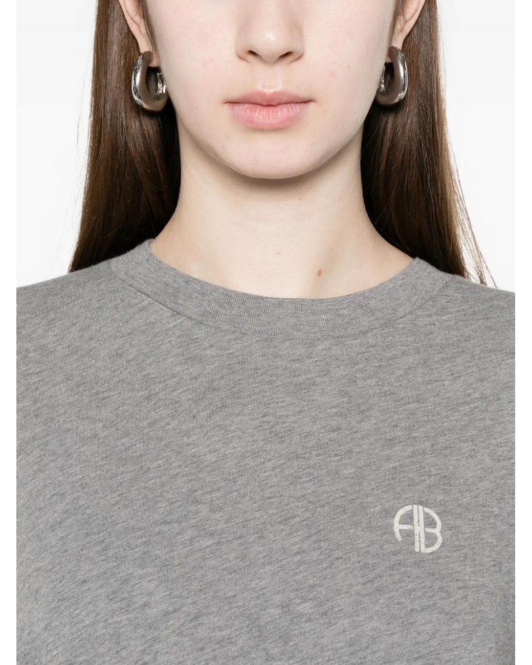 Anine Bing Gray Wagner Tee Soft Stencil