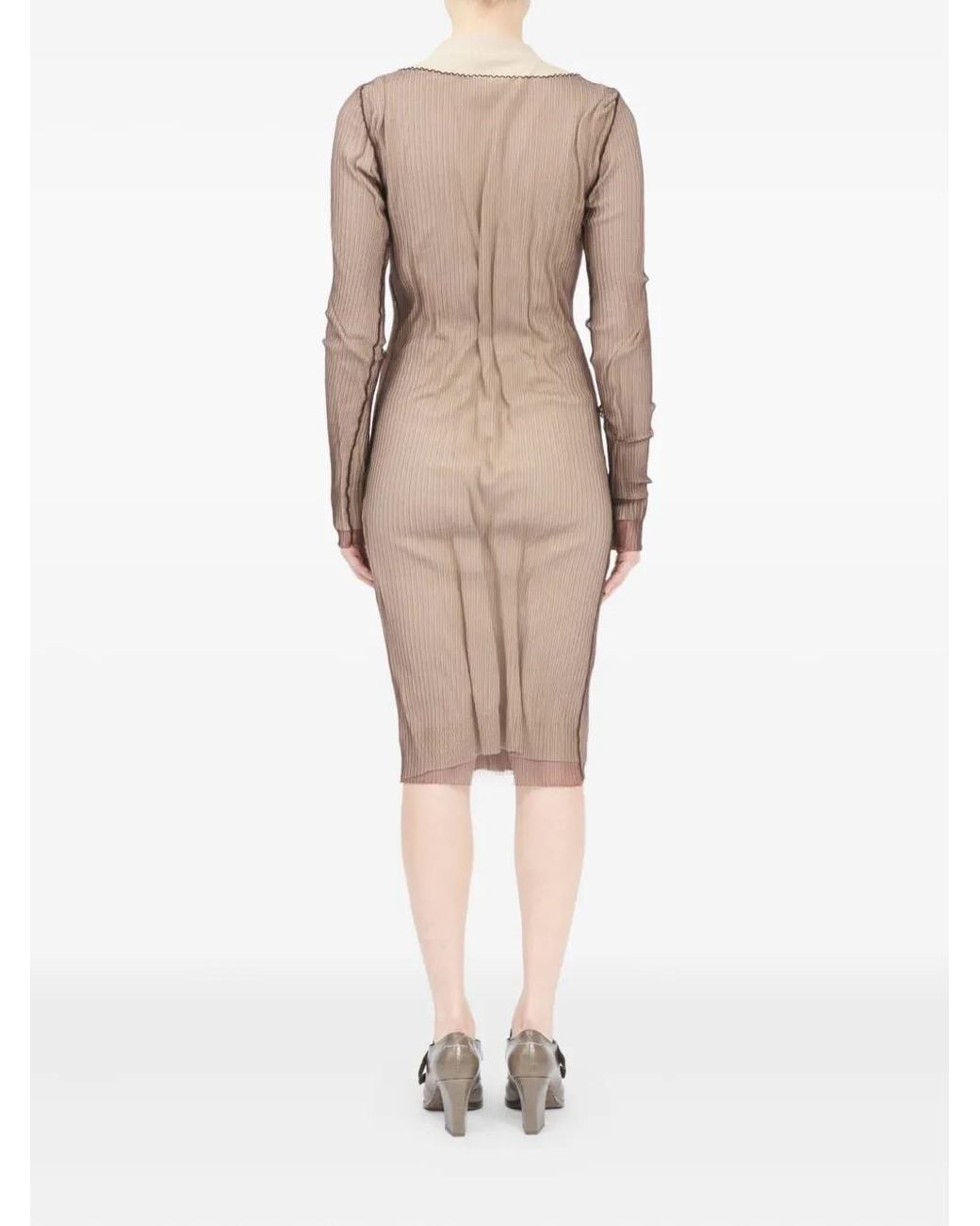 MM6 by Maison Margiela Brown Ribbed Buttoned Cardigan Dress