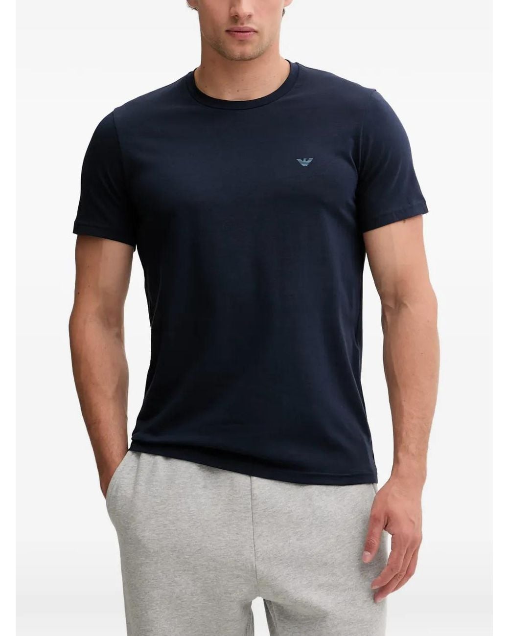 Emporio Armani Blue Logo-Print T-Shirt (Set Of Two) for men