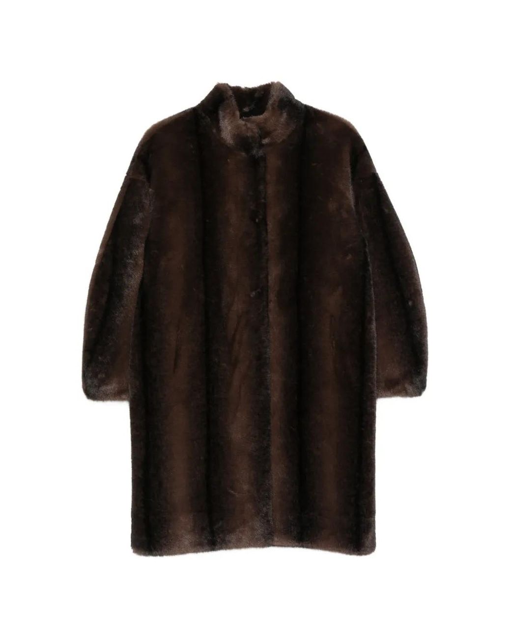 Betta Corradi Black Faux-Fur Funnel-Neck Coat