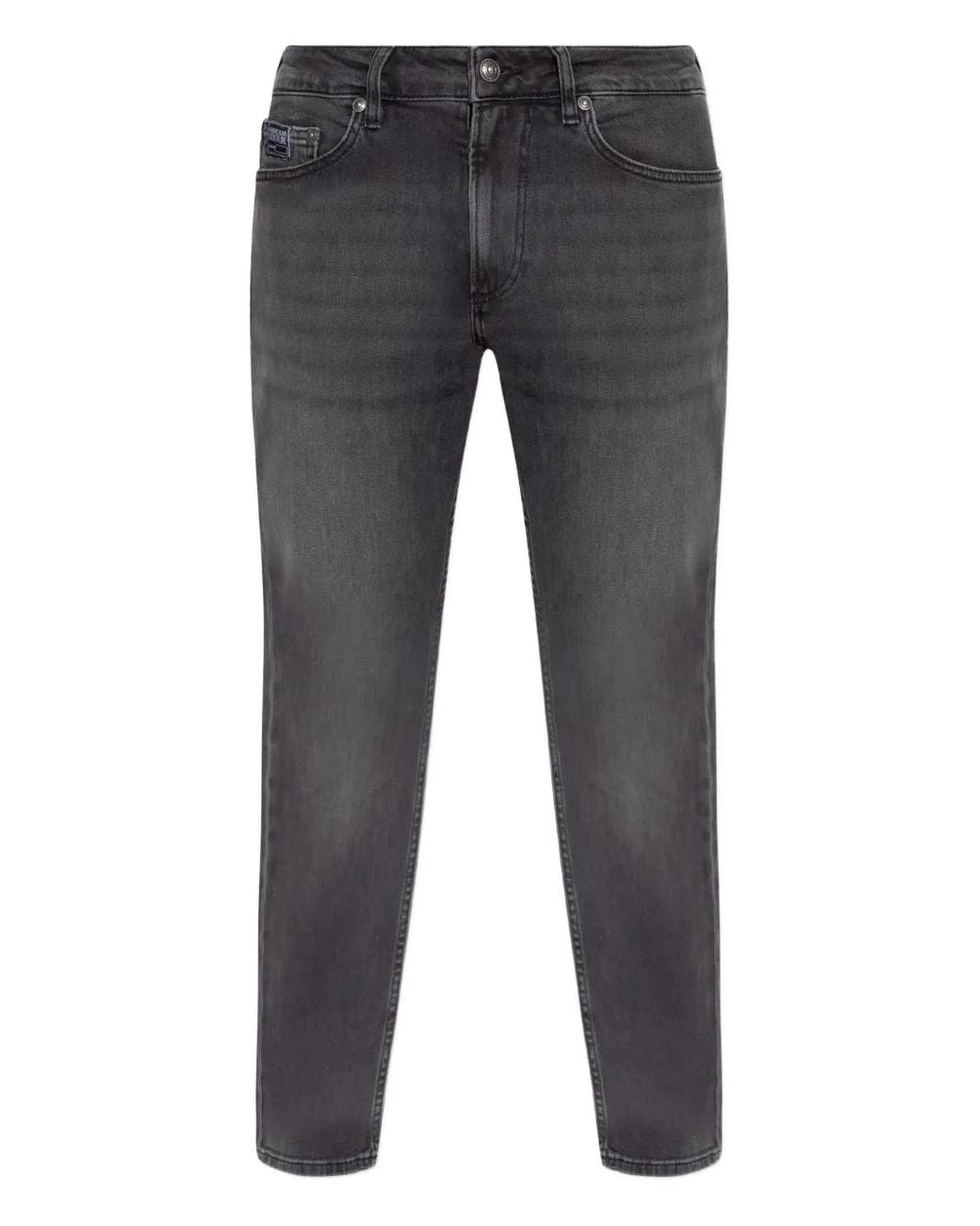 Versace Jeans Couture Gray Logo-Plaque Jeans for men