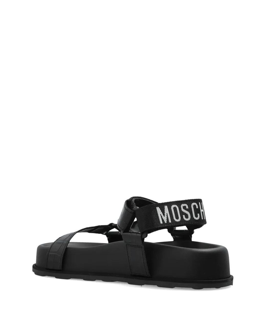 Moschino Black Sandales À Effet Peau De Crocodile
