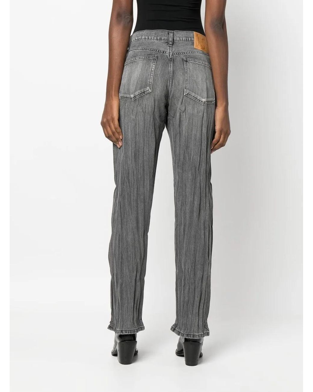 Martine Rose Gray Crease-Detail Denim Jeans