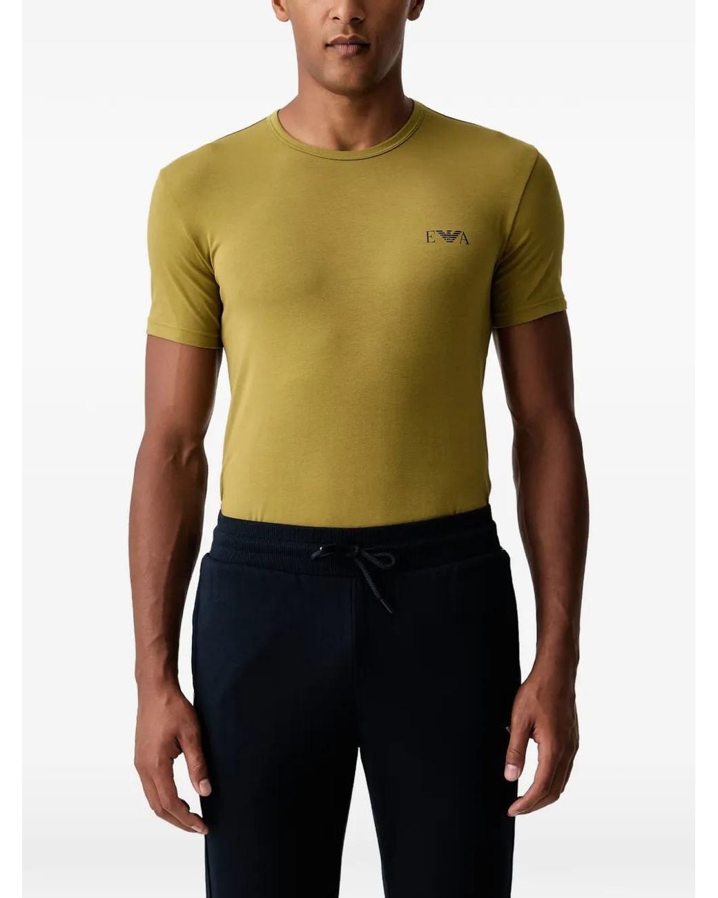 Emporio Armani Green Logo-Print T-Shirts (Set Of Two) for men