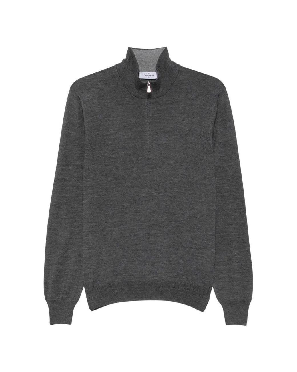 Gran Sasso Gray Quarter-Zip Mock-Neck Sweater for men