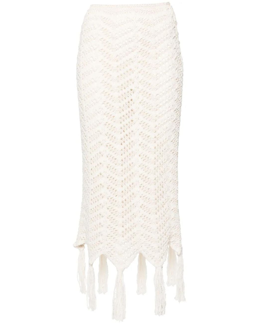 Alanui White Chevron-Knit Maxi Skirt