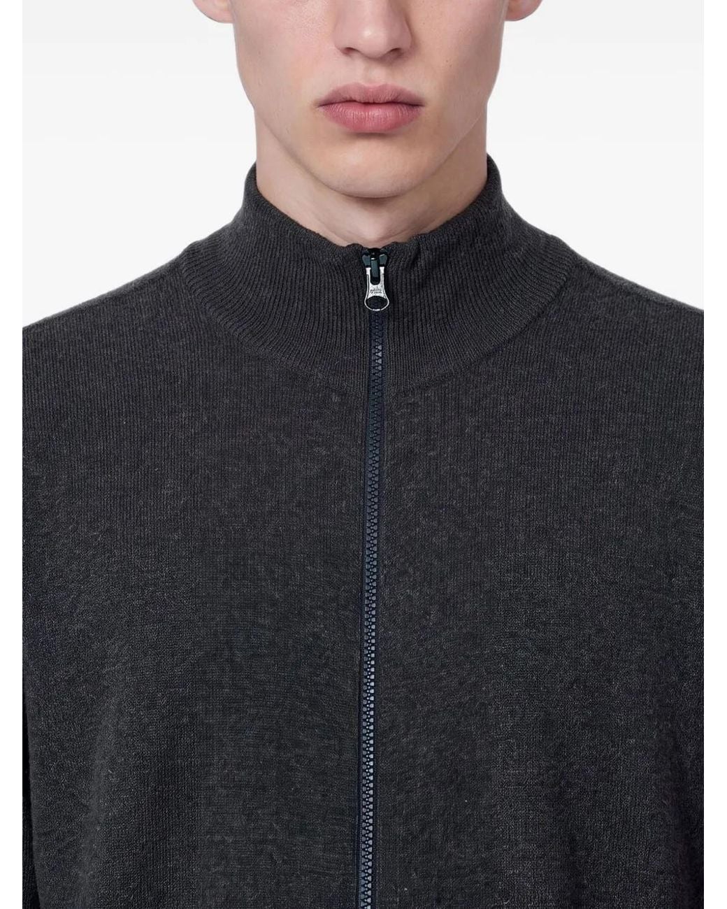 Stone Island Blue Logo-Patch Zip-Up Wool Sweater for men