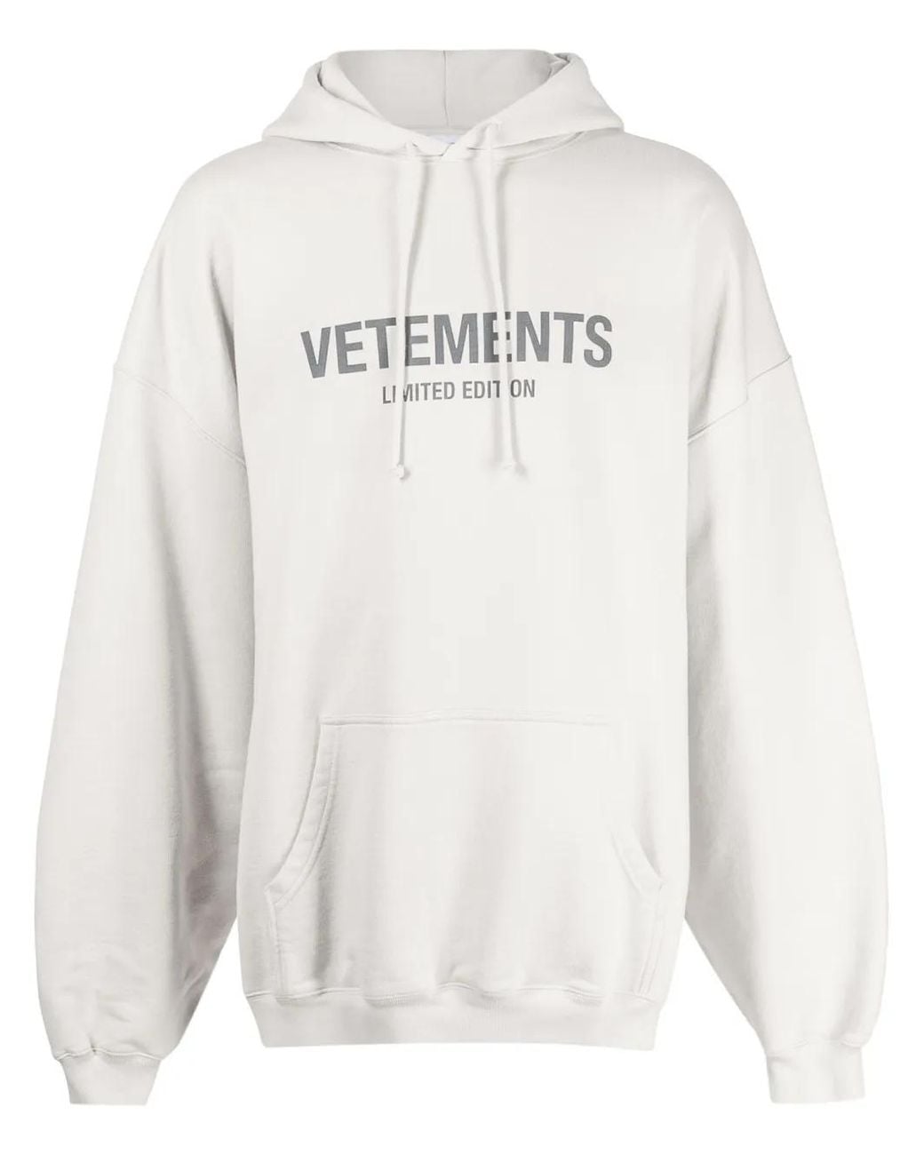 Vetements White Logo-Print Drawstring Hoodie for men