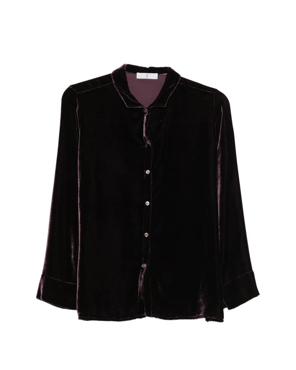 Whyci Black Velvet Long-Sleeve Shirt