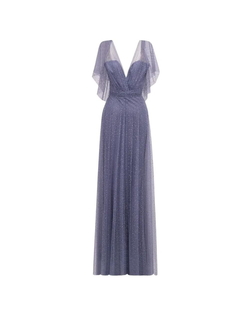 Gemy Maalouf Purple Beaded Draped Dress