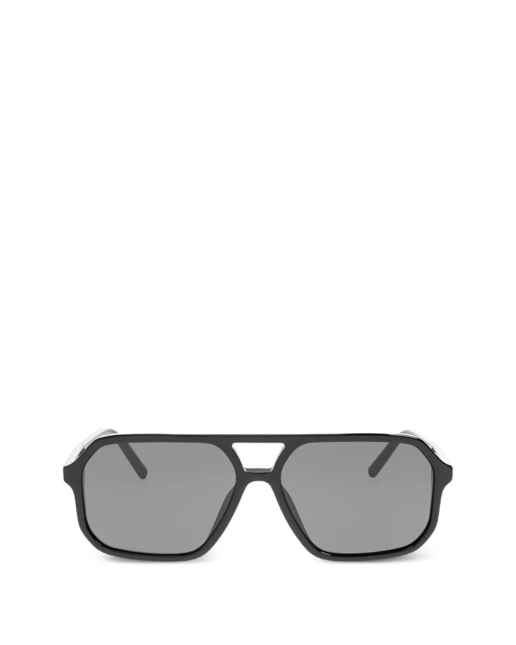 Dolce & Gabbana Gray Geometric-Frame Double-Bridge Sunglasses for men