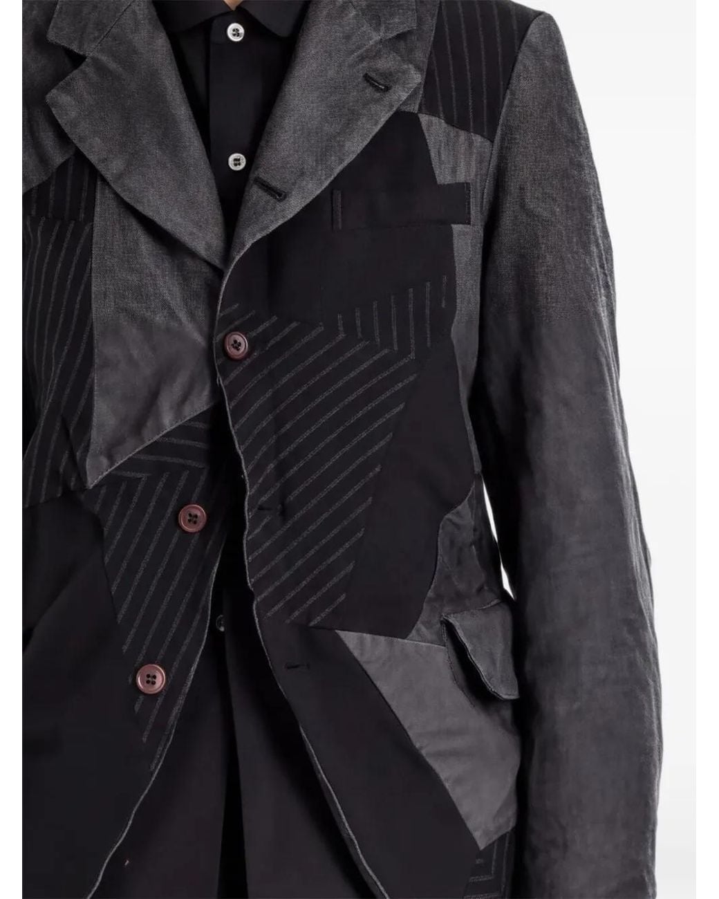 Comme des Garçons Black Patchwork Pinstriped Jacket
