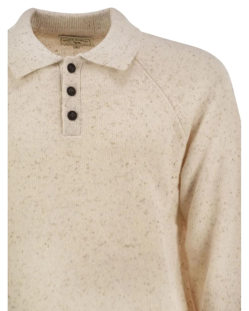 Mc2 Saint Barth Natural Alfie Wool-Blend Donegal Knit Polo for men