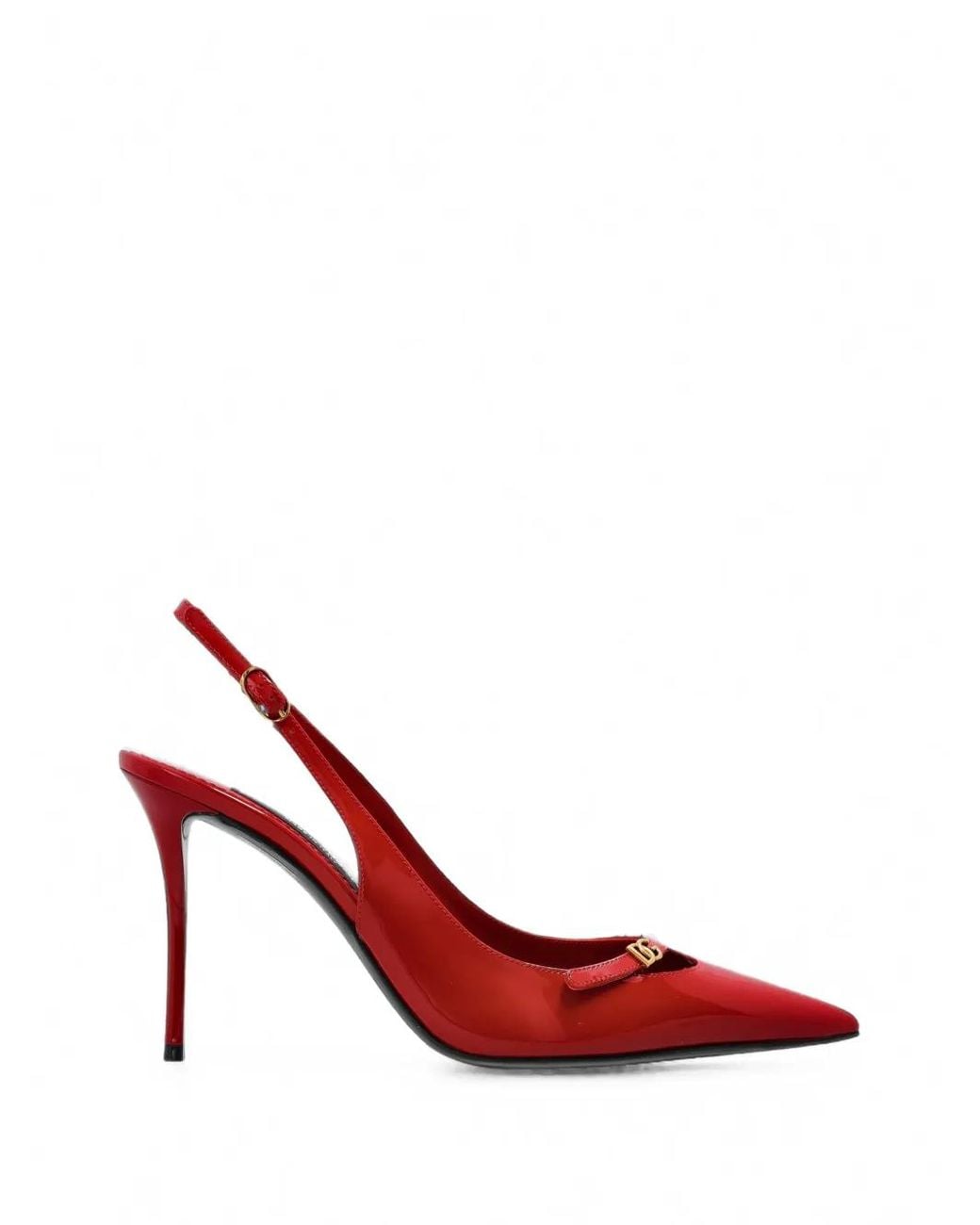 Dolce & Gabbana Red Logo-Plaque Slingback Pumps