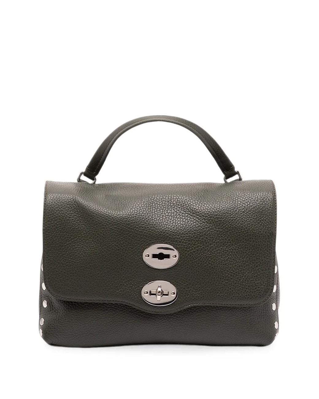 Zanellato Black Small Postina Daily Stud-Embellished Calf Leather Shoulder Bag