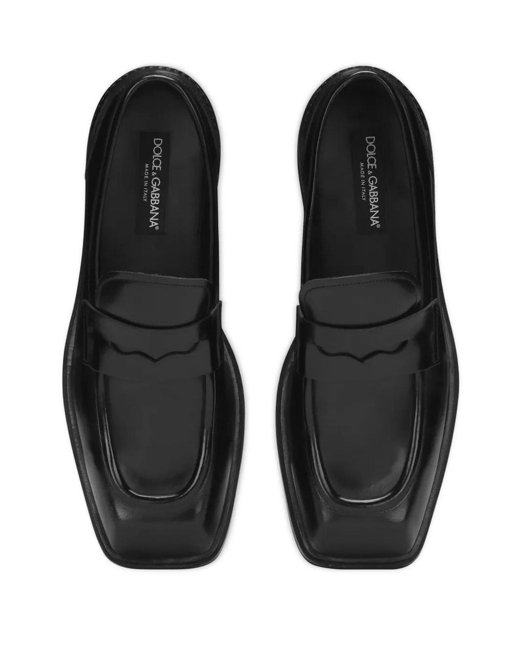 Dolce & Gabbana Black Square-Toe Leather Loafers for men