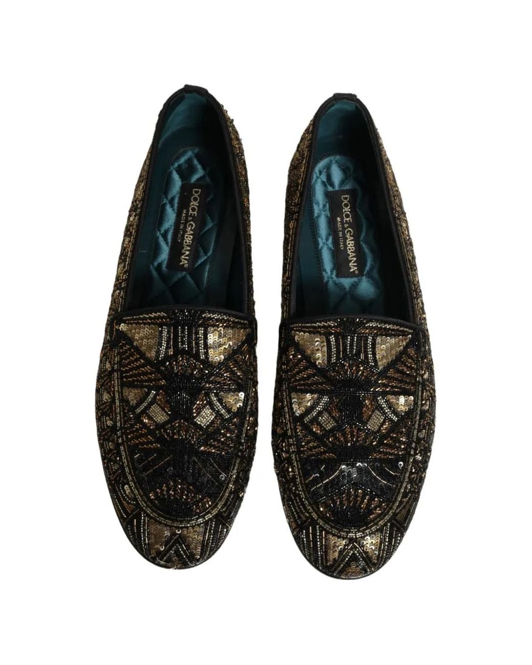 Dolce & Gabbana Black Sequin-Embellished Bead-Embellished Loafers for men