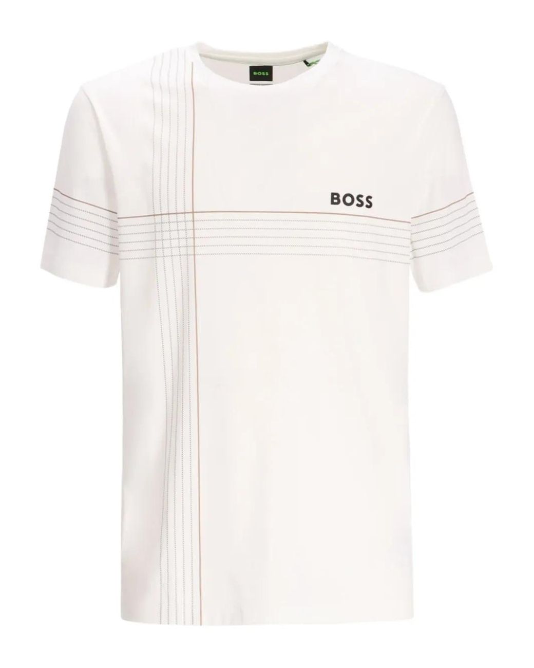 Boss White Stripe-Detail T-Shirt for men