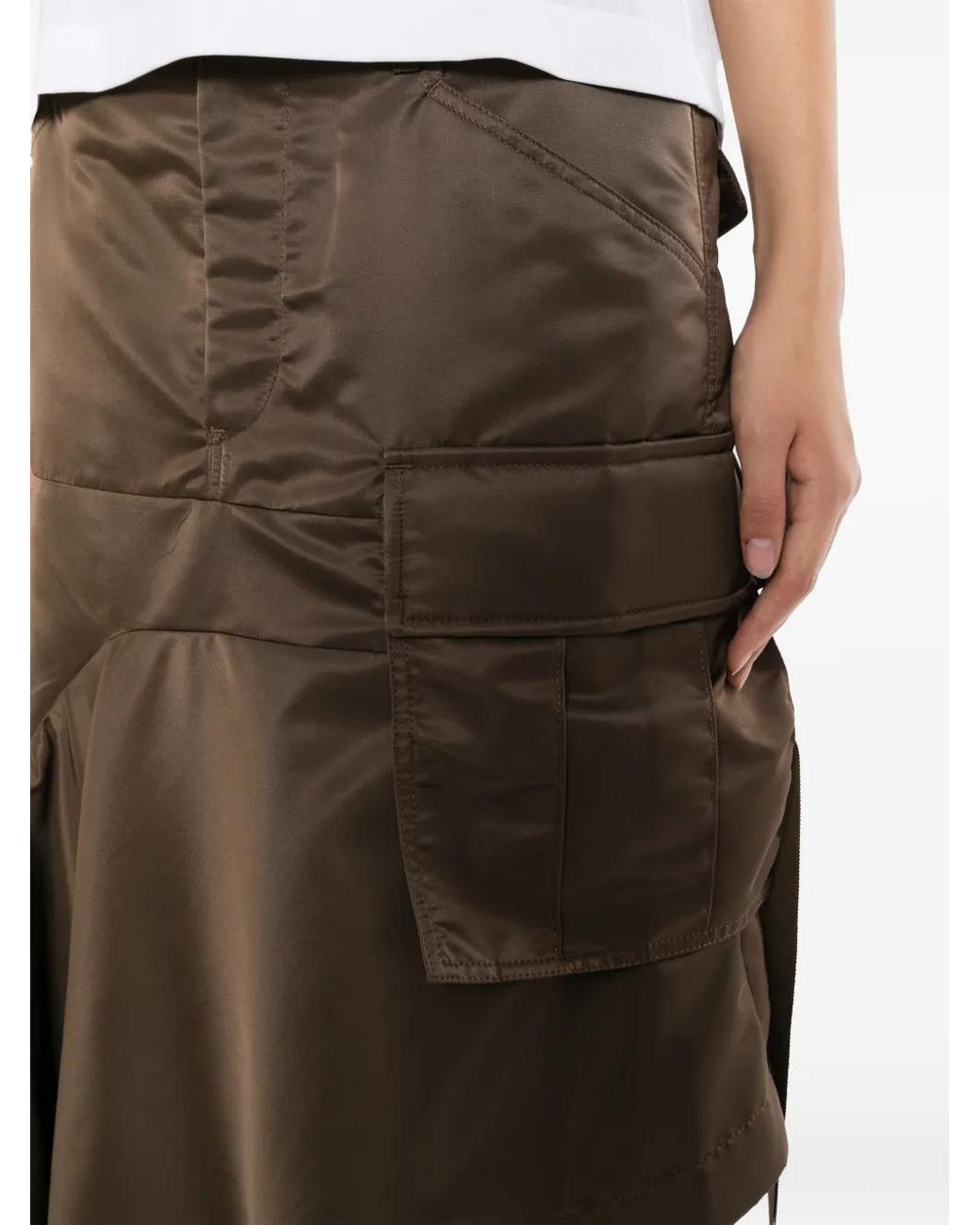 Sacai Natural Asymmetric-Hem Cargo Skirt