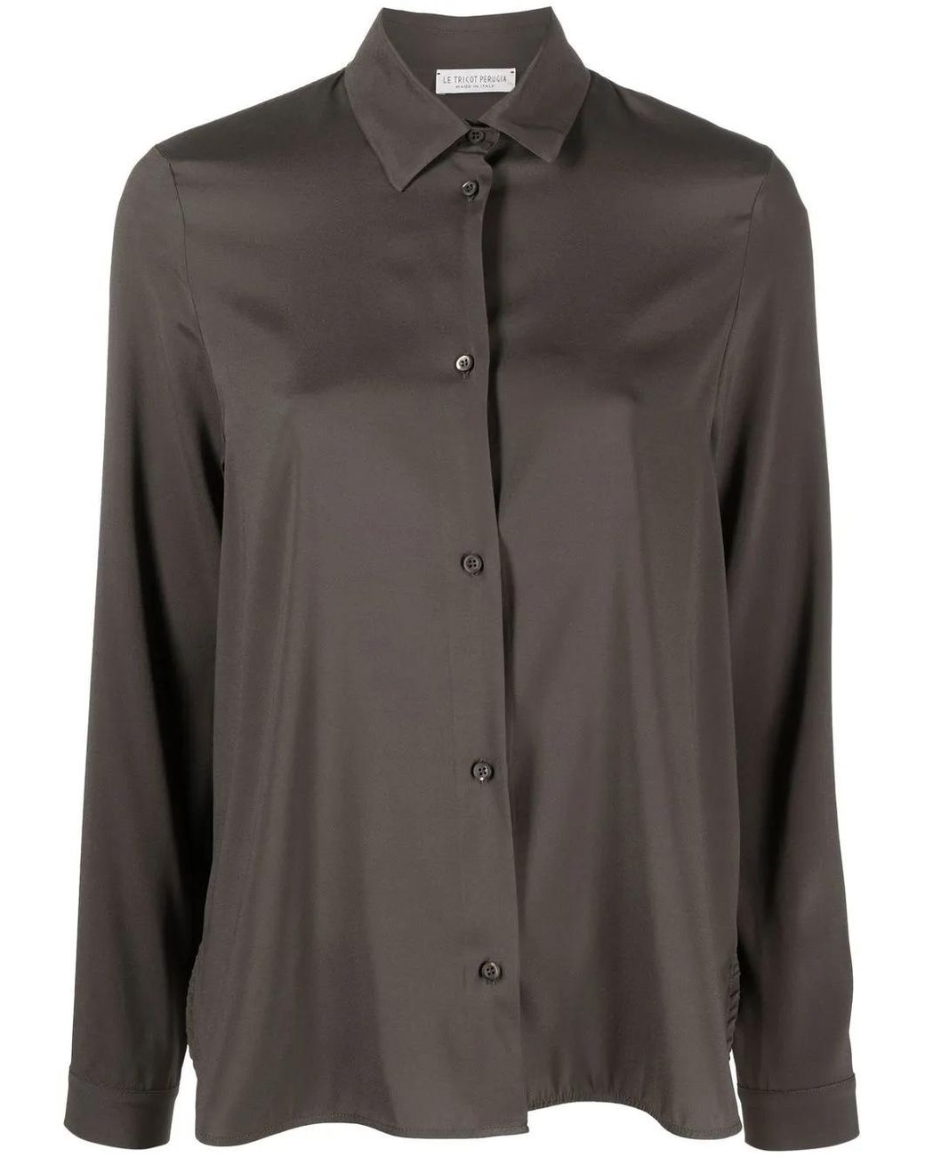 Le Tricot Perugia Button-Up Blouse in het Black