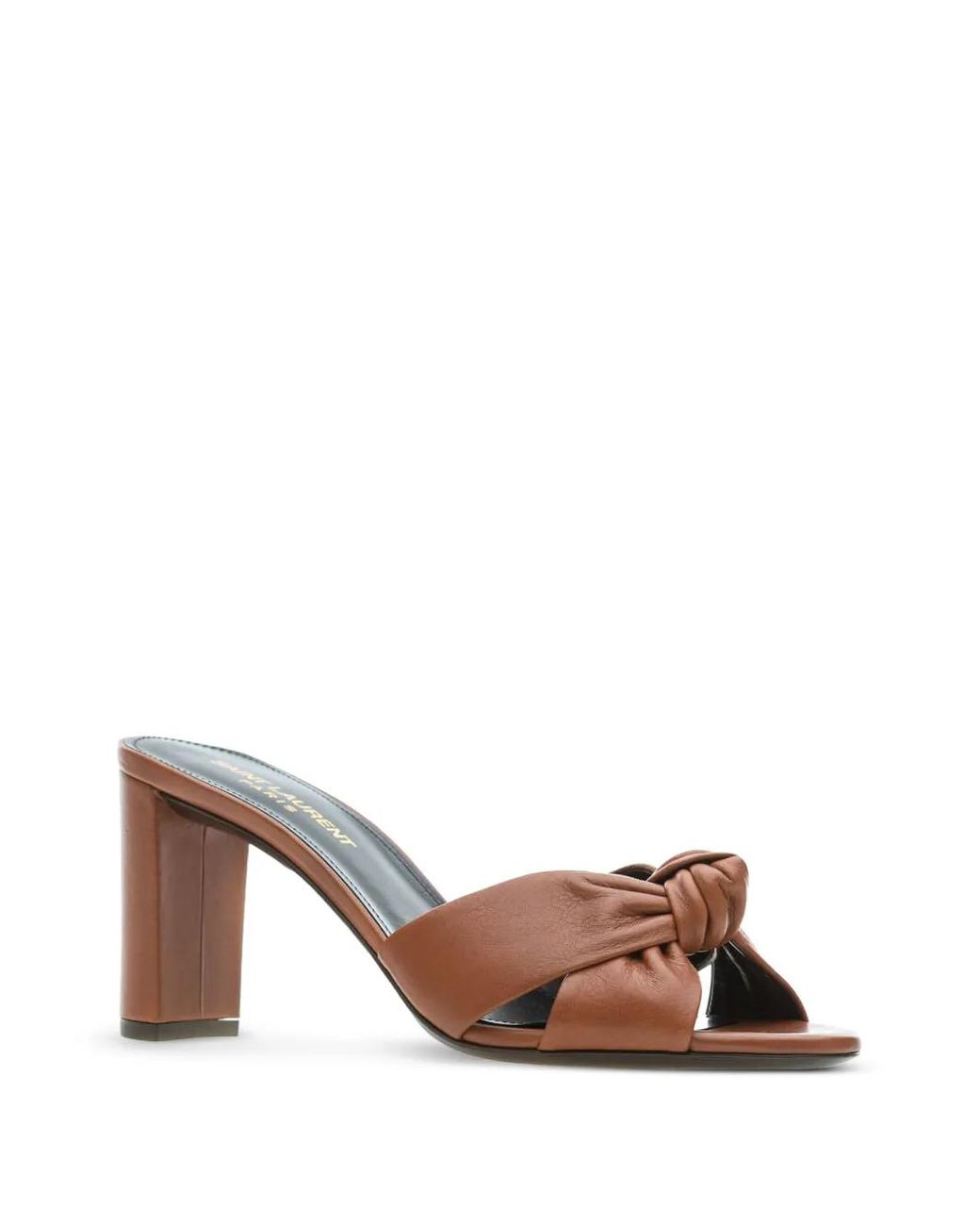 Saint Laurent Brown 80Mm Bianca Twisted-Detail Sandals