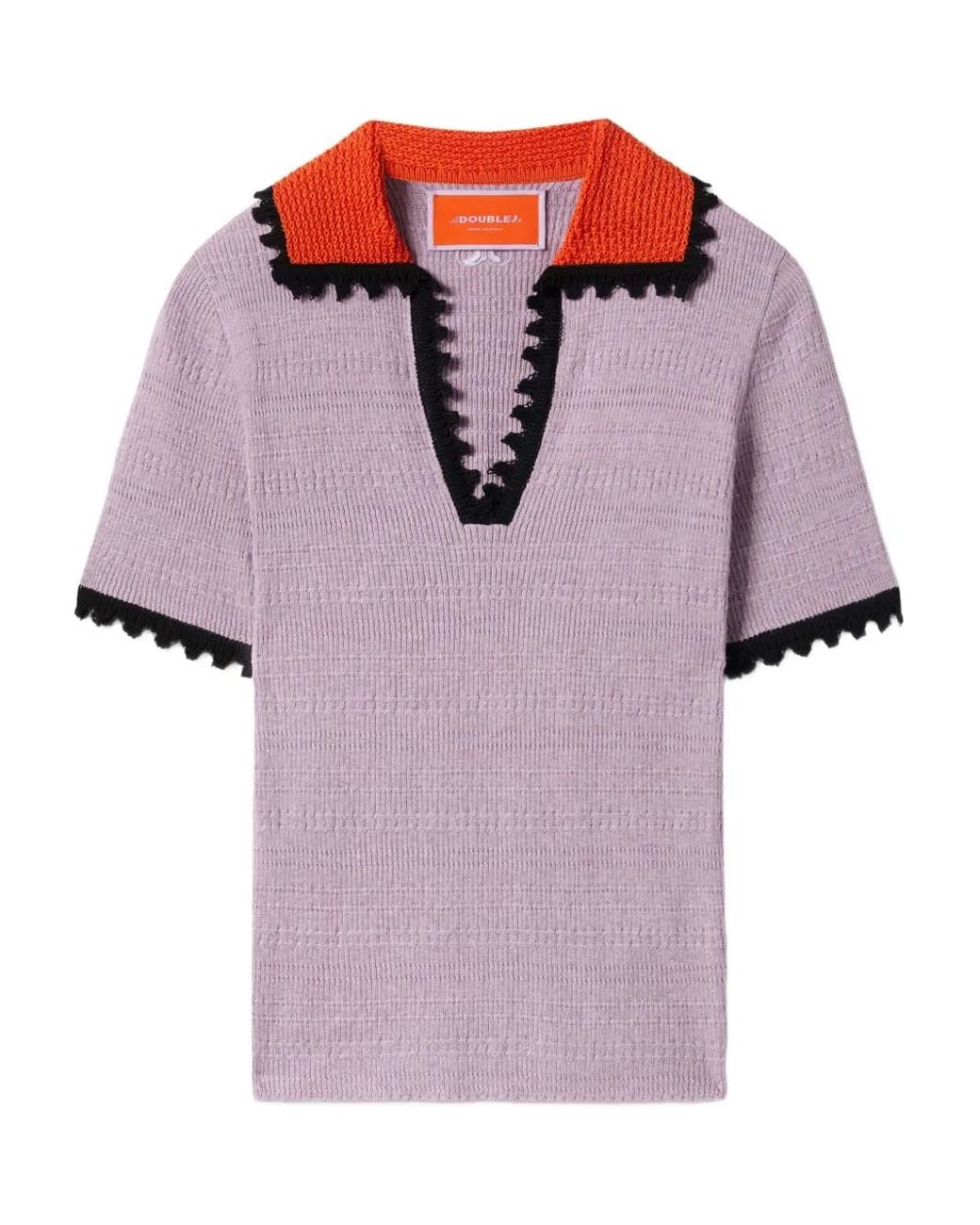 LaDoubleJ Purple Picket Polo Top