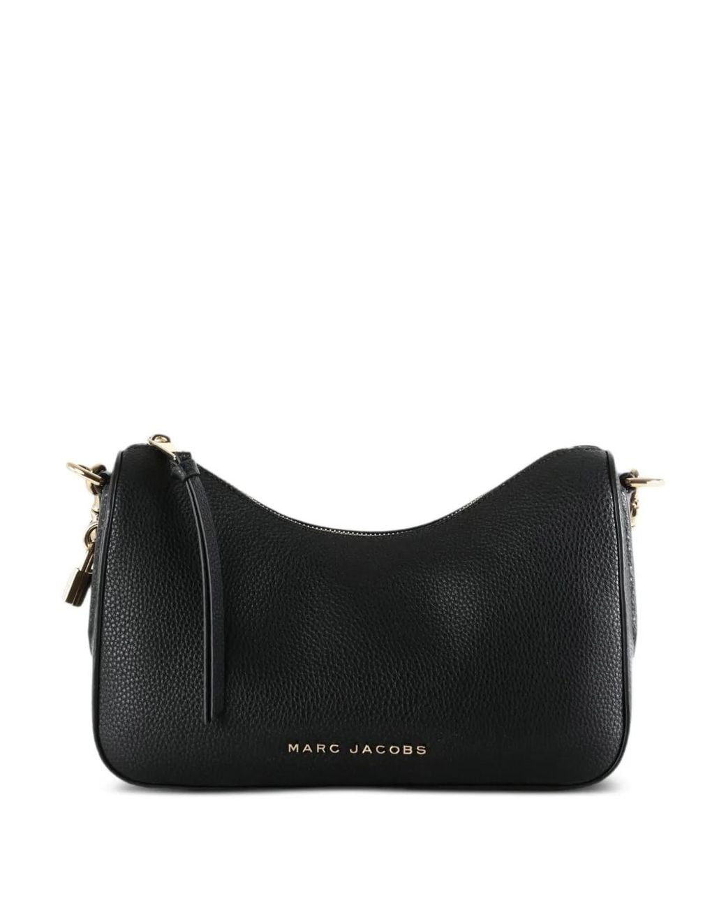 Marc Jacobs Black Logo-Print Pebbled Leather Shoulder Bag