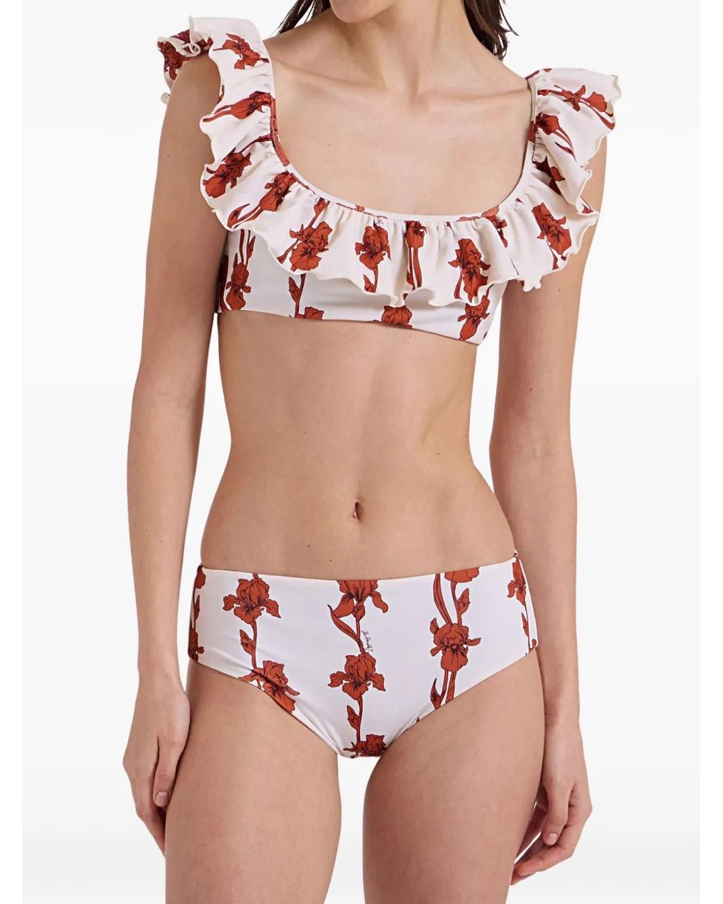 LaDoubleJ Bikinitop Met Ruches in het Pink