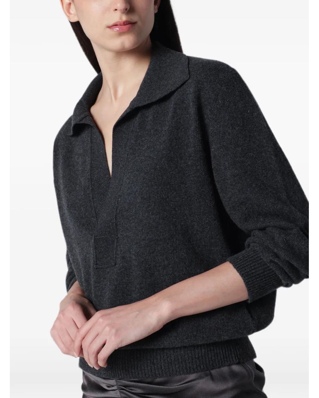 Victoria Beckham Black Polo-Collar Sweater