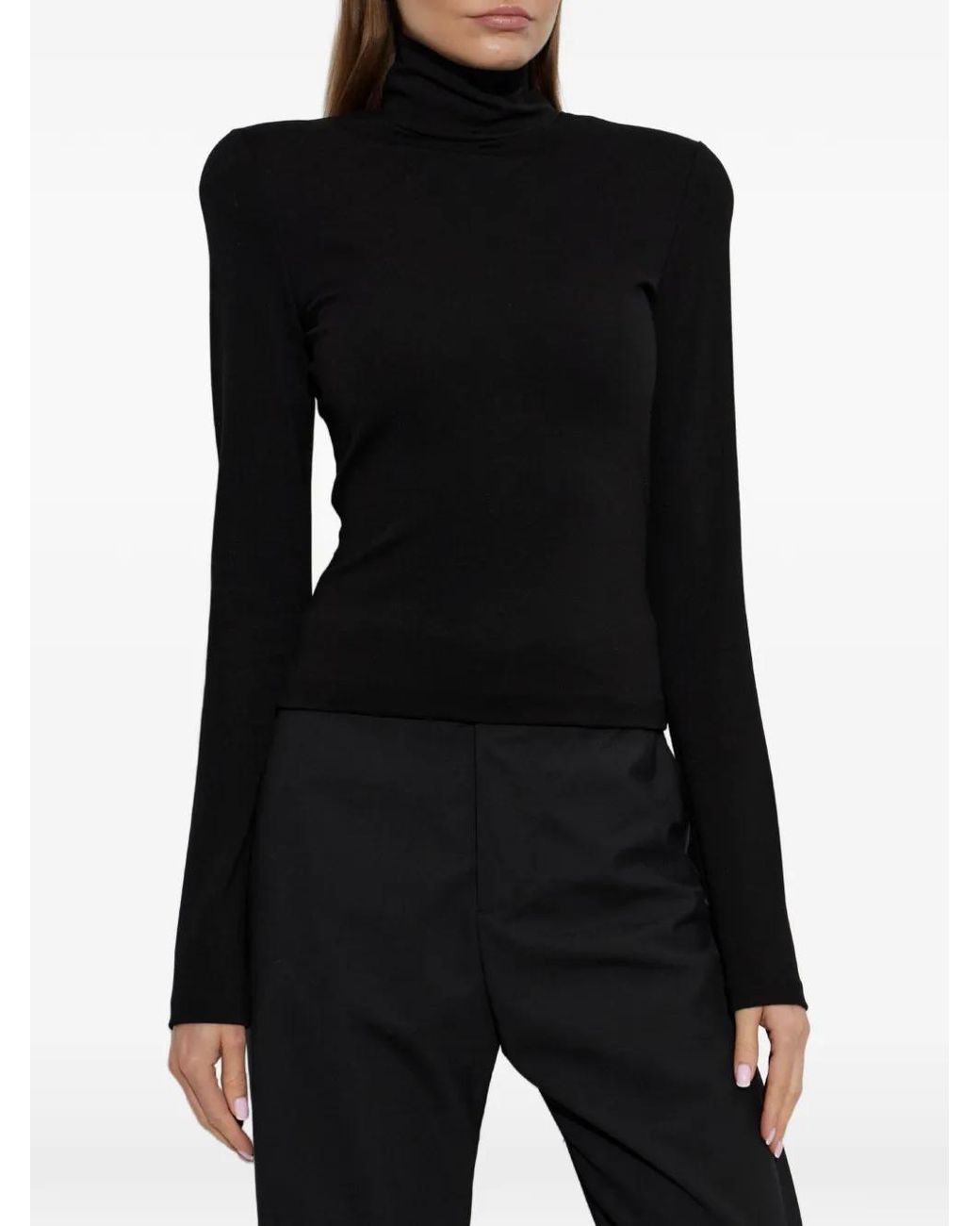 DSquared² Black Shoulder-Pad Turtleneck Top