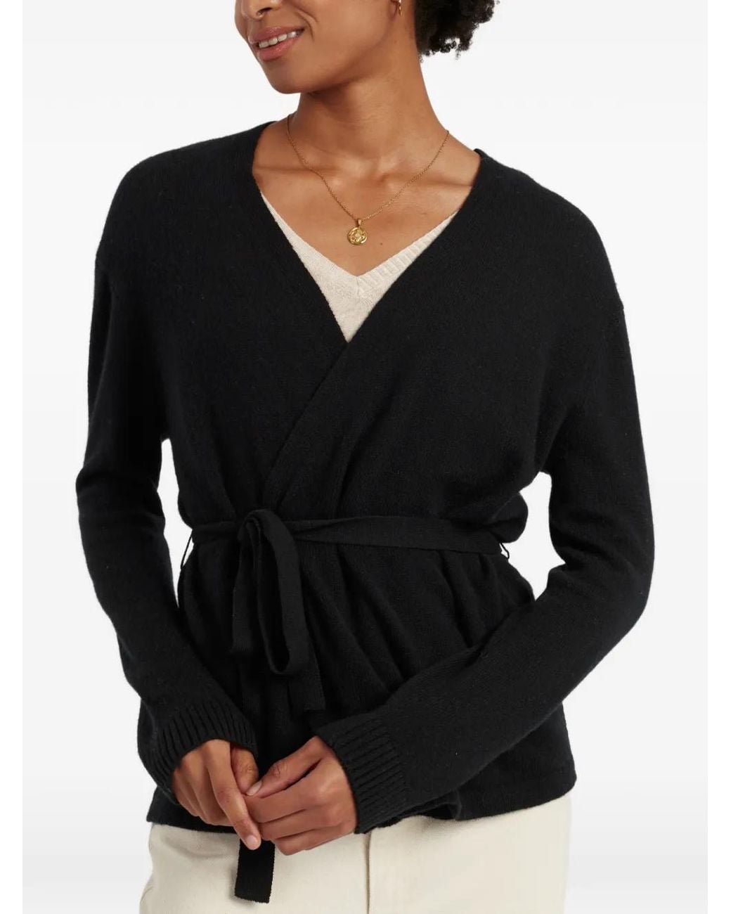 Chinti & Parker Black Wrap-Style Cardigan