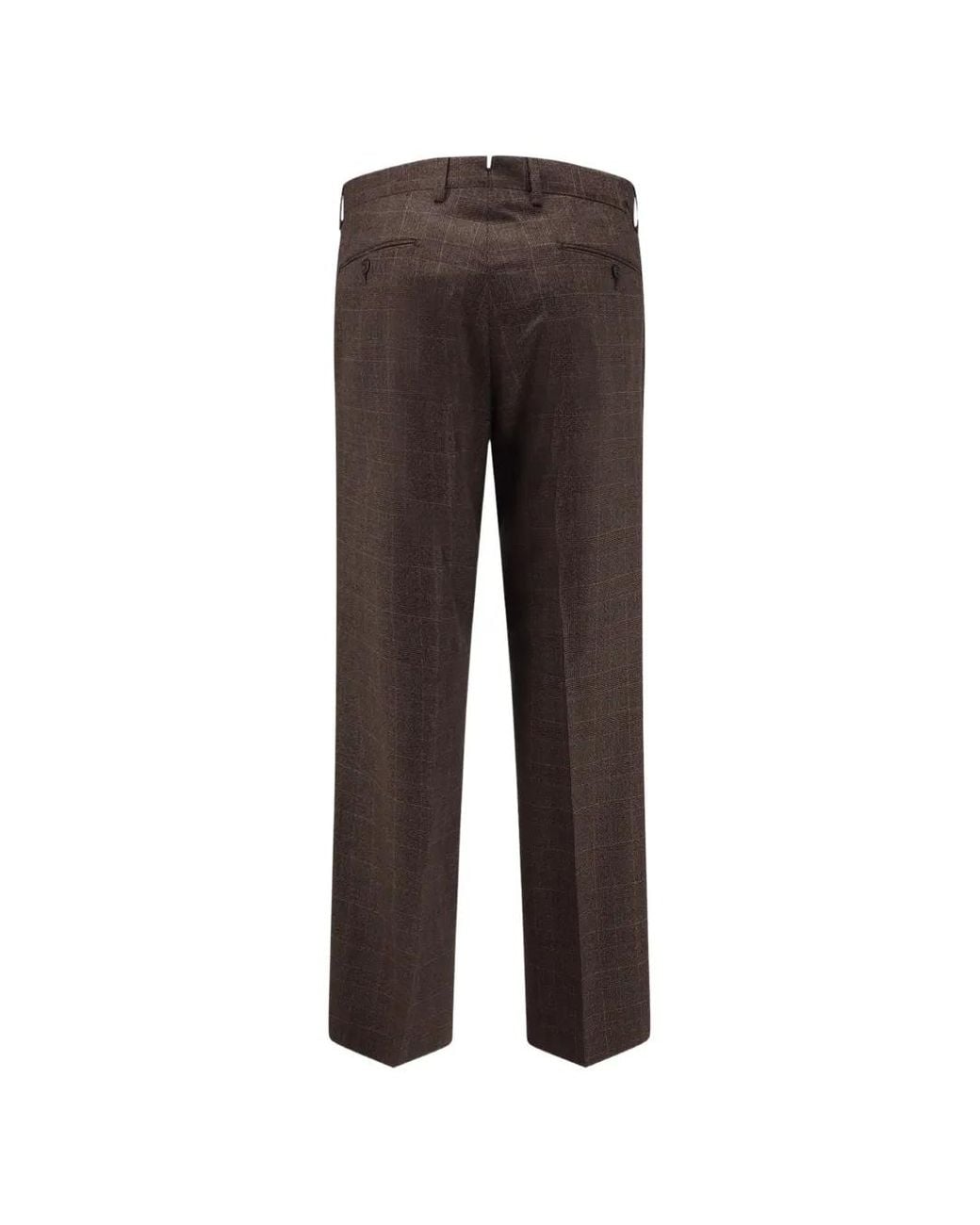 Germano 1952 Brown Check-Pattern Pleated Trousers for men