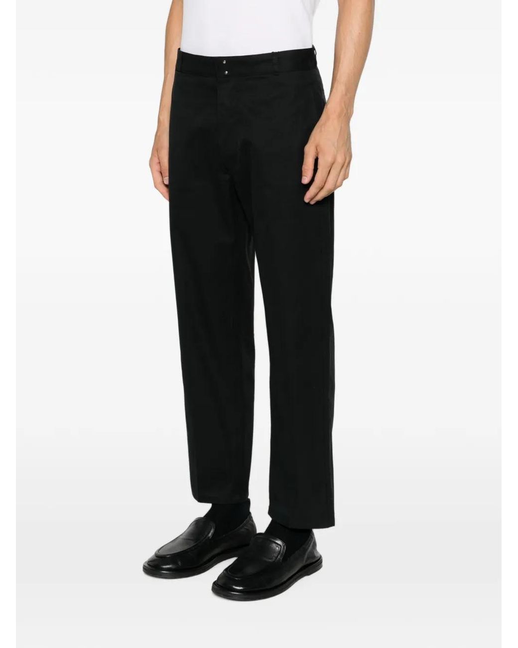 AMI Black Straight-Leg Logo-Patch Trousers for men