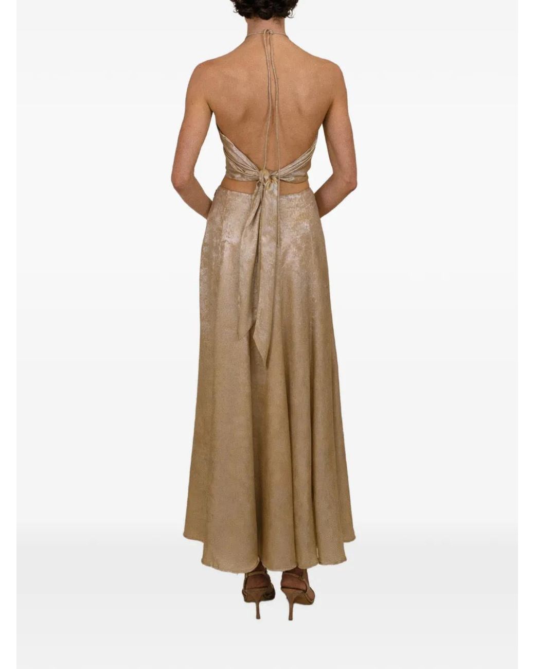 Azeeza Brown Soren Lamé Maxi Skirt