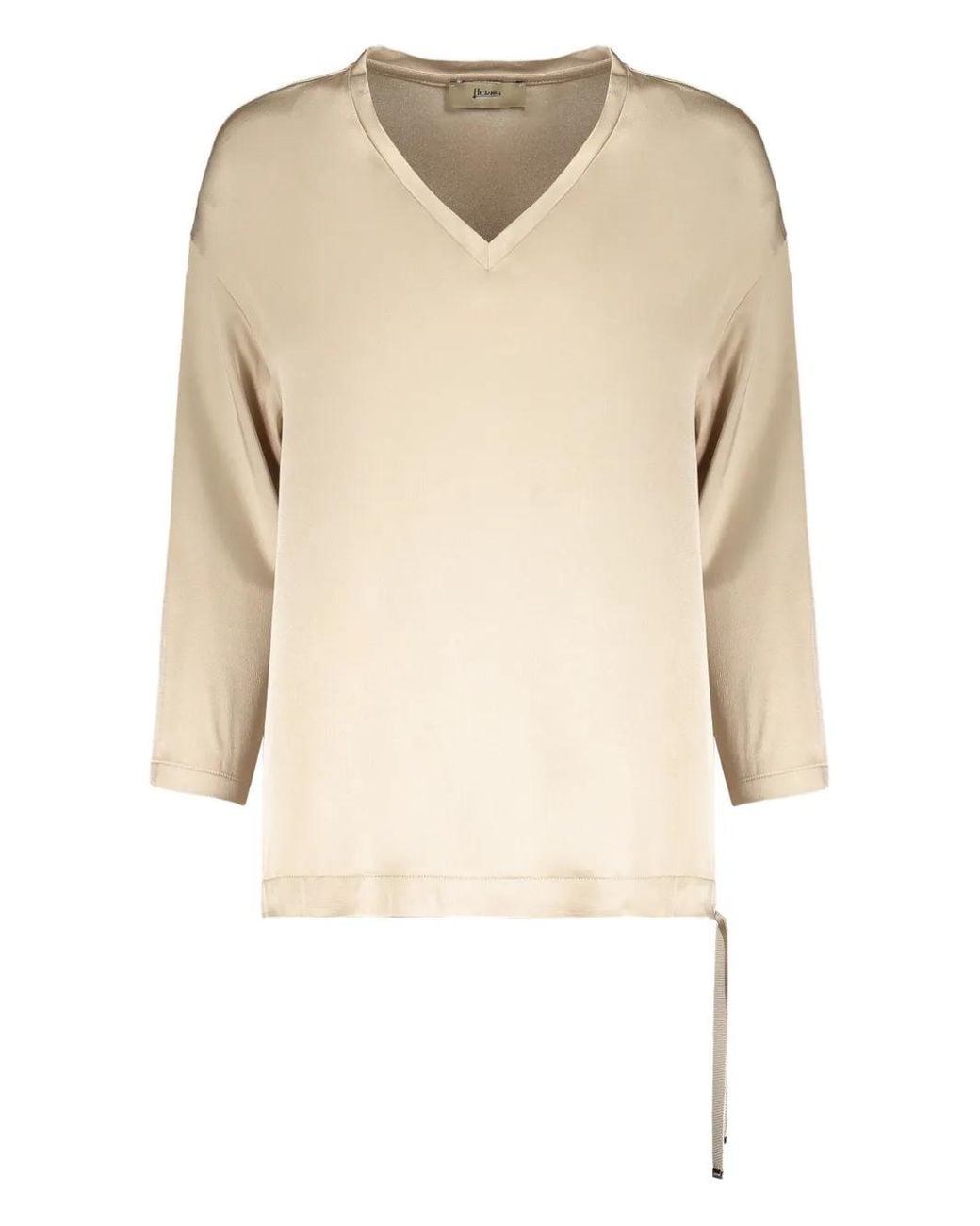 Herno Natural Blouse With Long Sleeves V-Neck