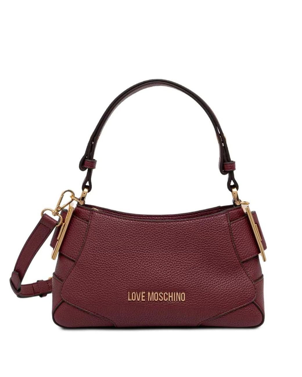 Love Moschino Purple Logo-Plaque Pebbled-Effect Shoulder Bag