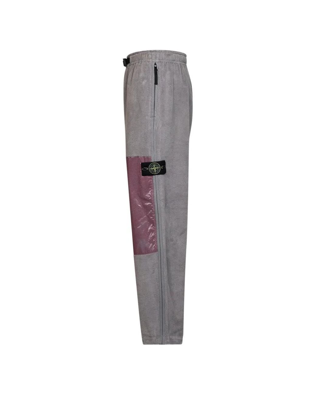 Stone Island Gray Logo-Patch Trousers for men