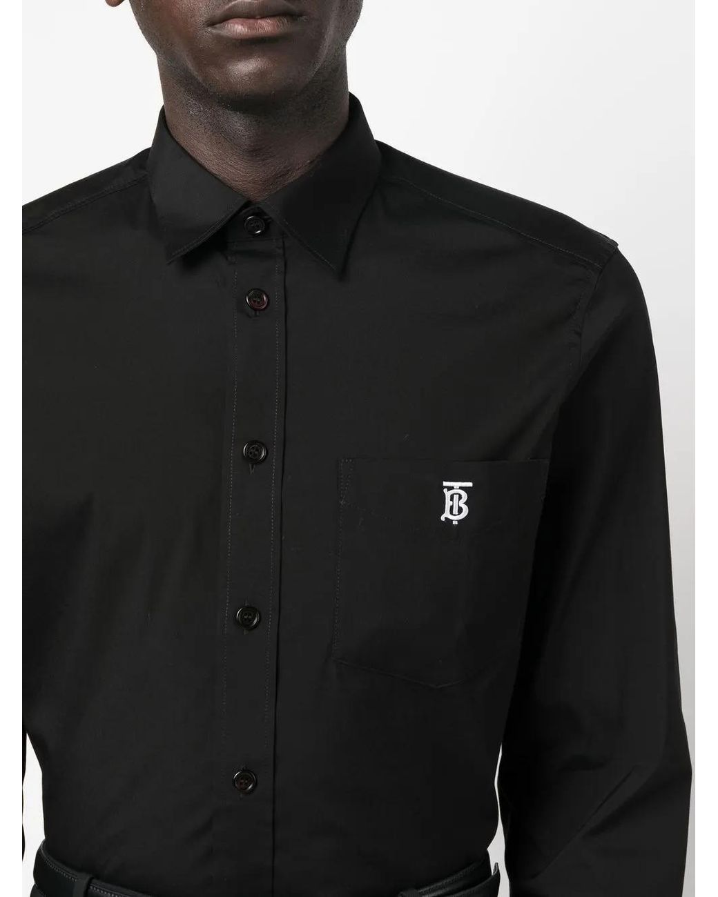 Burberry Black Camicia Con Motivo Monogramma for men