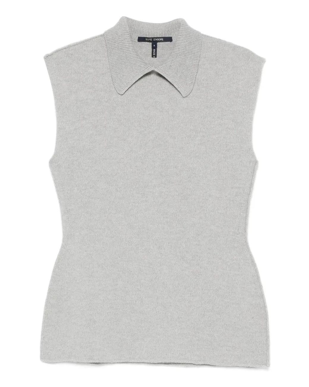 Sofie D'Hoore Gray May Sleeveless Collared Top