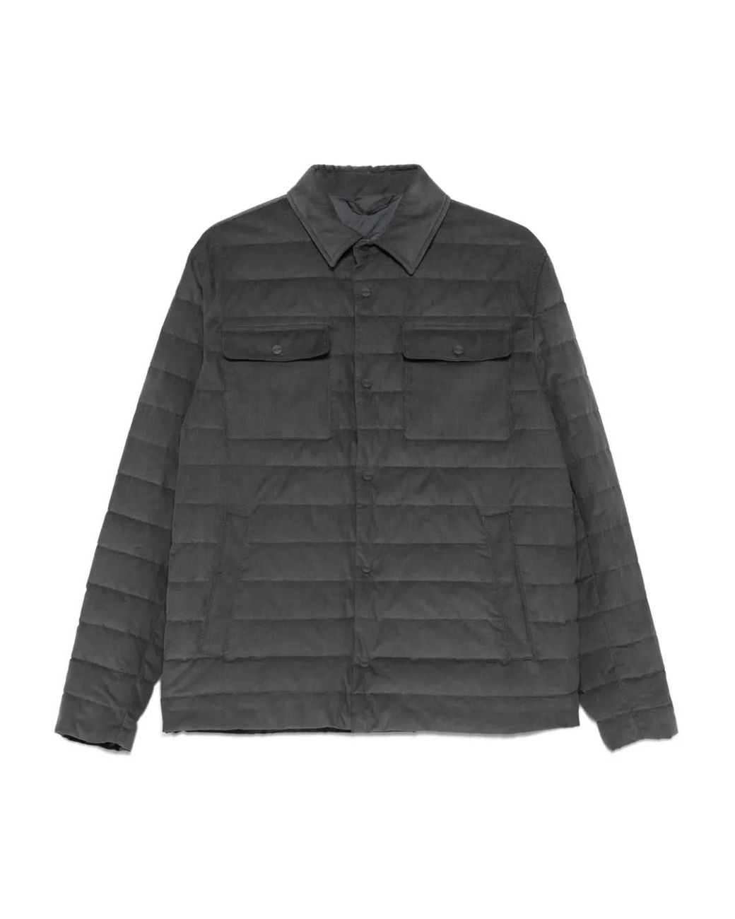 Herno Gray Shirt-Style Down Jacket