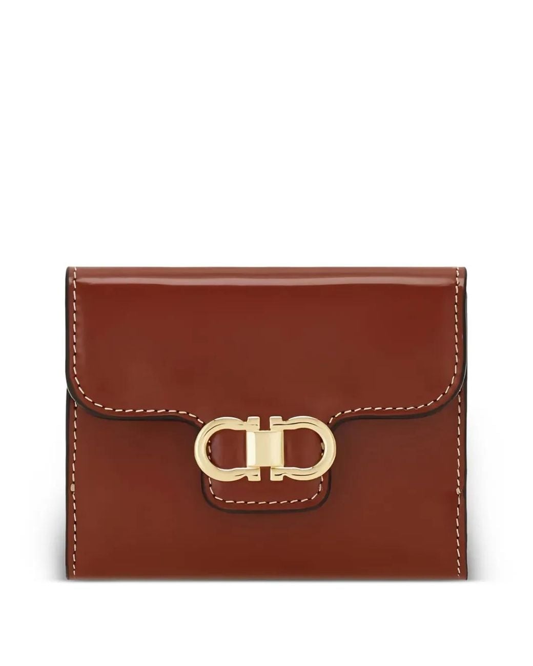 Ferragamo Brown Gancini Compact Wallet
