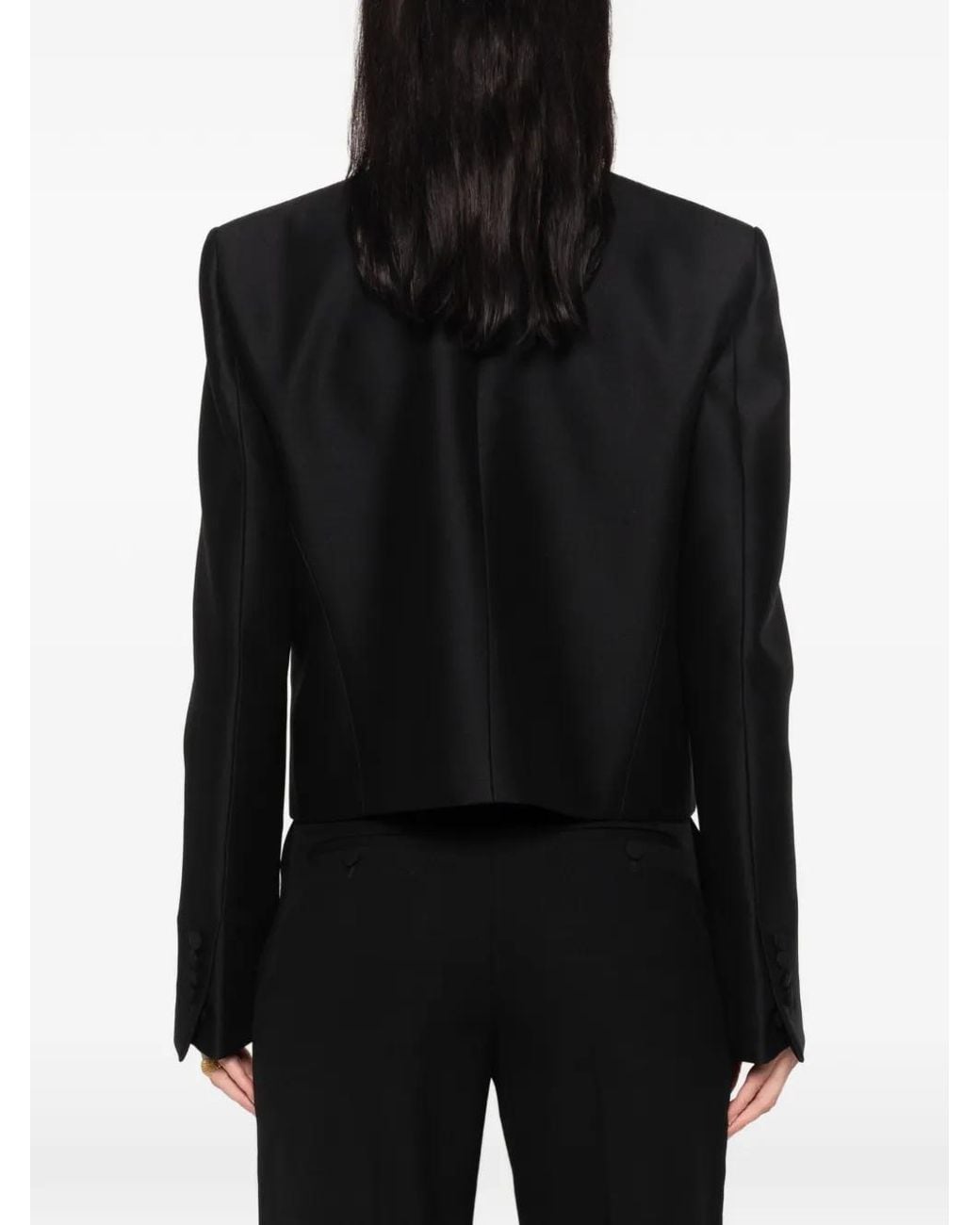 Tom Ford Black Wool Silk Radzimir Spencer Jacket With Contrast Details