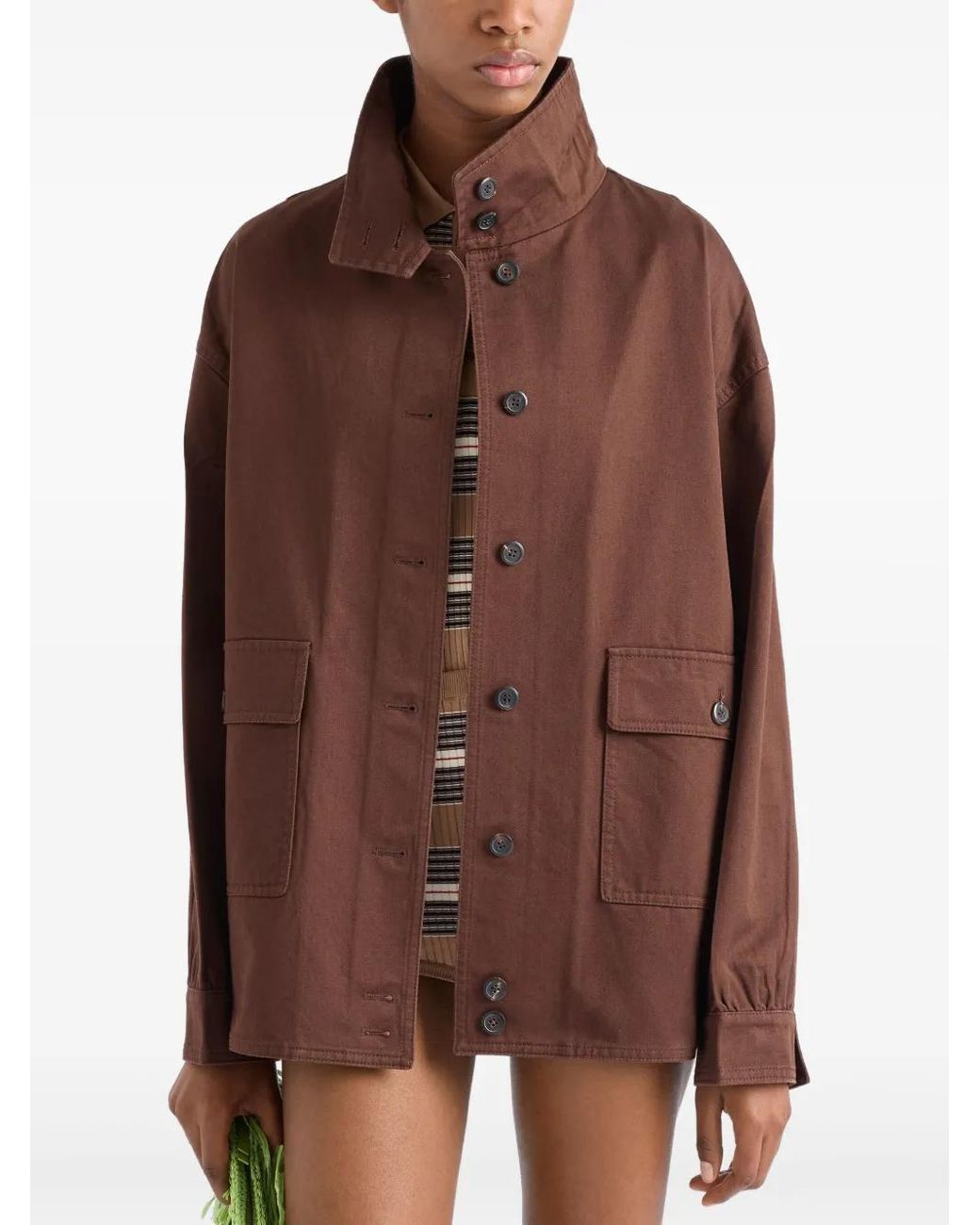 Prada Brown Gabardine Shirt Jacket