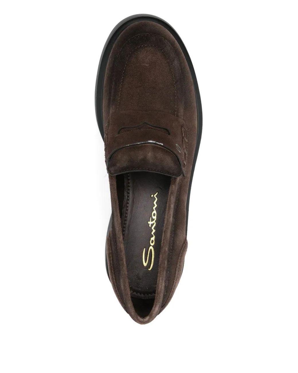 Santoni Brown Suede Platform Loafers