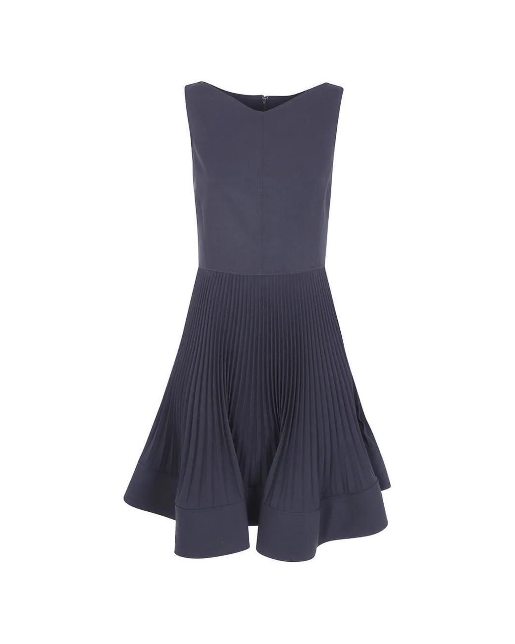 Emporio Armani Blue Pleated-Skirt Sleeveless Mini Dress