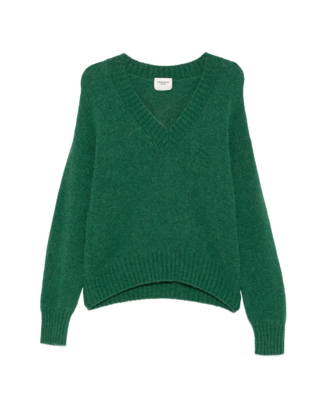 Weekend by Maxmara Green V-Neck Alpaca Sweater