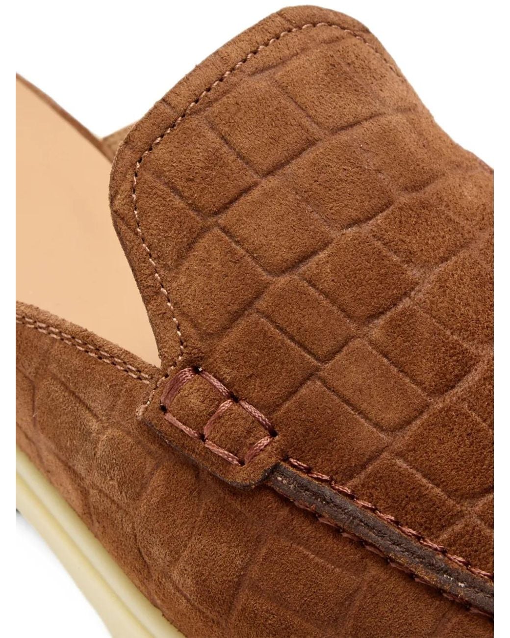 Magnanni Shoes Brown Sofia Crocodile-Effect Suede Loafers