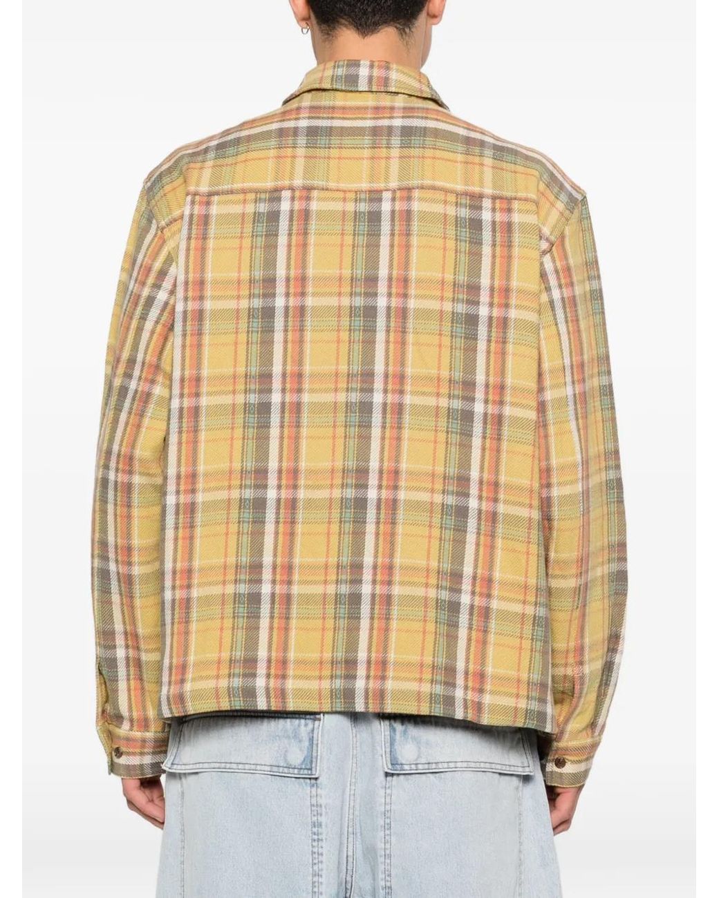 AWAKE NY Natural Rivington Buttoned Checked Shirt for men