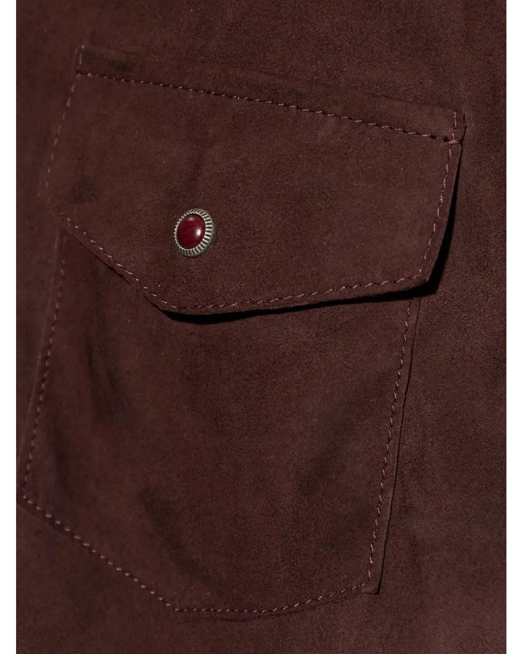 Eleventy Brown Suede-Panelled Western-Yoke Jacket for men